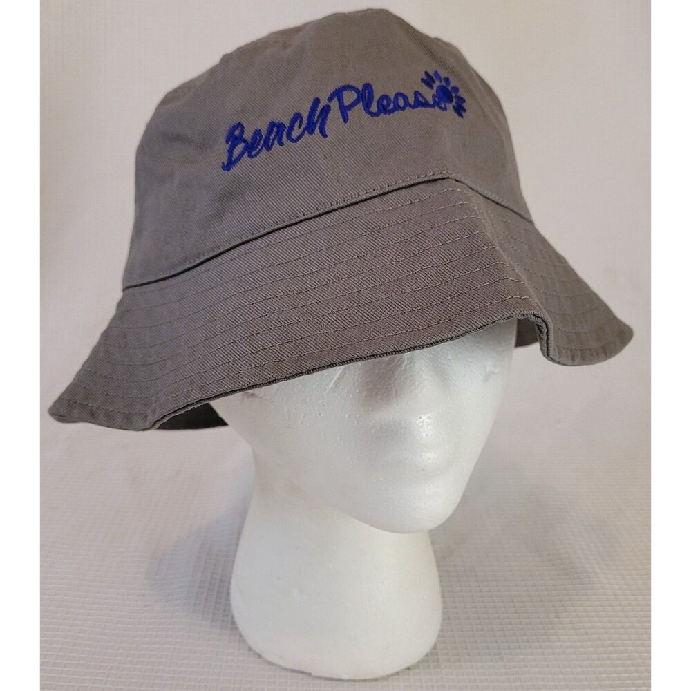 NEW Beach Please Gray Gilligan Unisex Bucket Sun Hat Beach Cute Fisherman